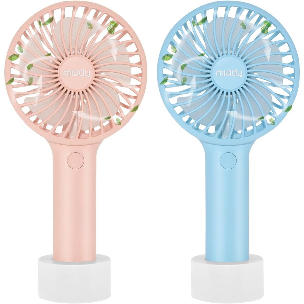 Portable Handheld Fan 3 Speed Mini USB - 7-20 Hours Runtime - Cream Blue + Pink